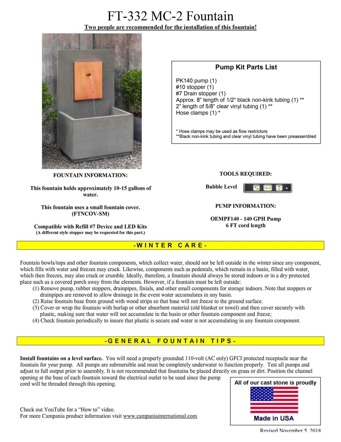 Campania International MC-2 Outdoor Wall Fountain - Corten Steel (CS)