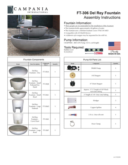 Campania International Del Rey Cast Stone Modern Fountain