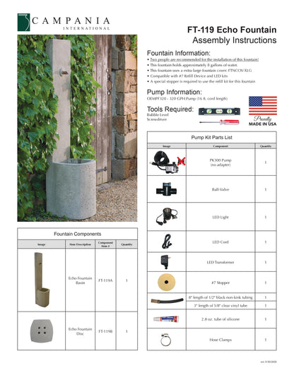 Campania International Echo Wall Water  Fountain