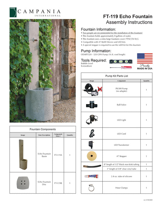 Campania International Echo Wall Water  Fountain