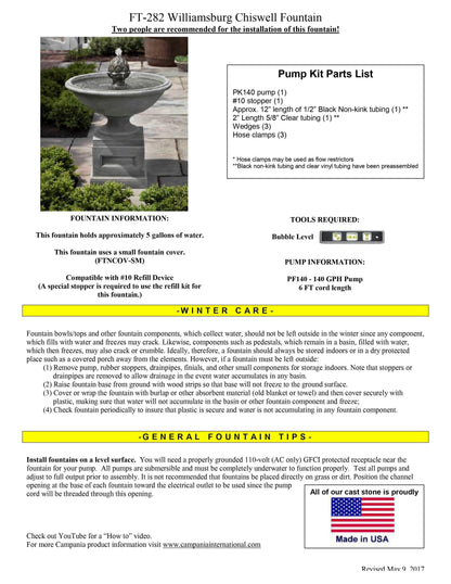 Campania International Williamsburg Chiswell Garden Fountain