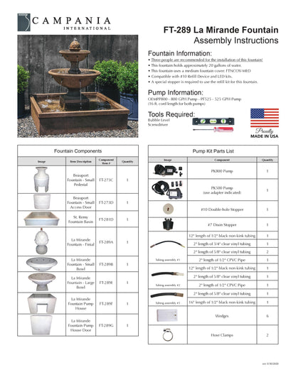 Campania International La Mirande Outdoor Water Fountain
