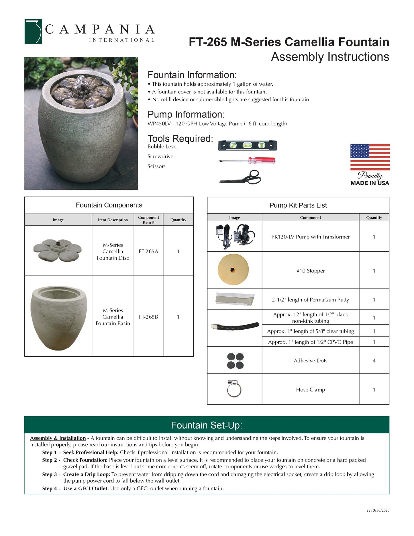 Campania International M-Series Camellia Fountain
