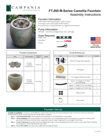 Campania International M-Series Camellia Fountain