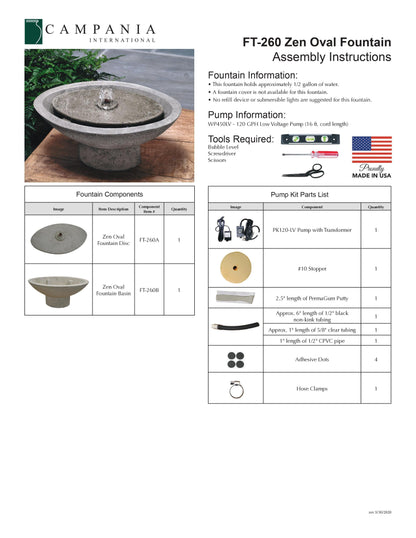 Campania International Zen Oval Garden Water Fountain
