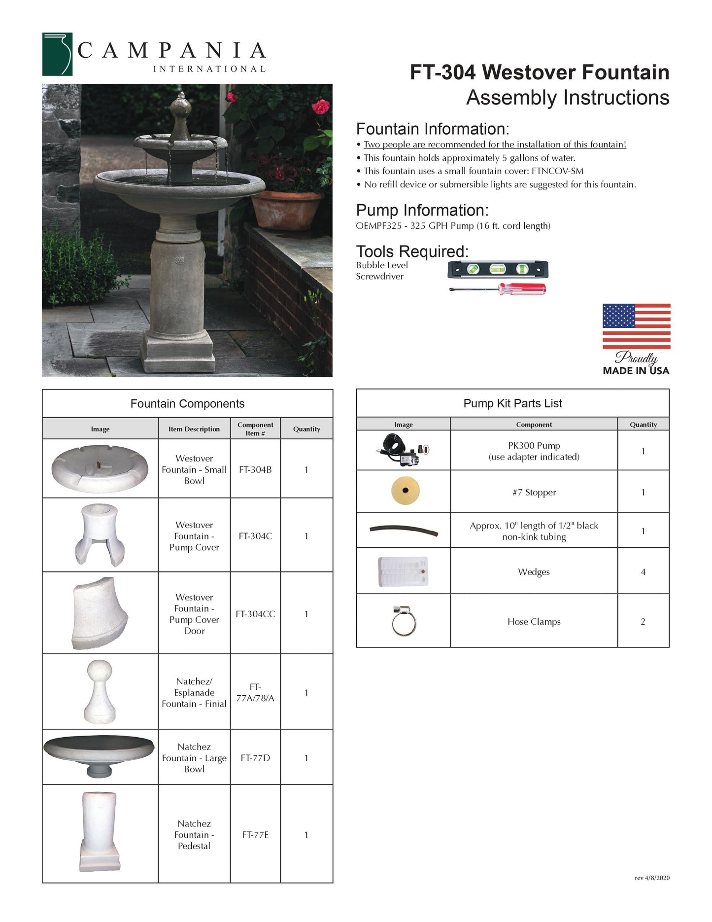 Campania International Westover two tier Garden Fountain