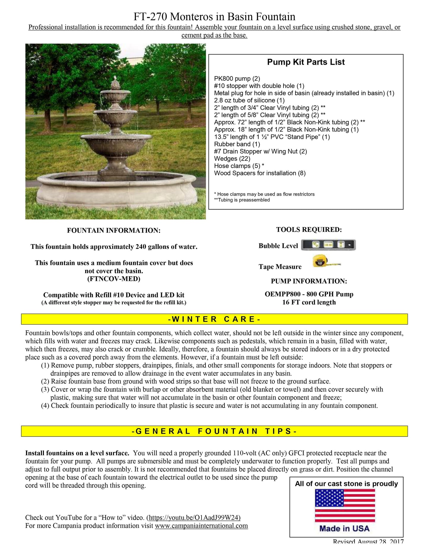 Campania International Monteros Fountain in Basin