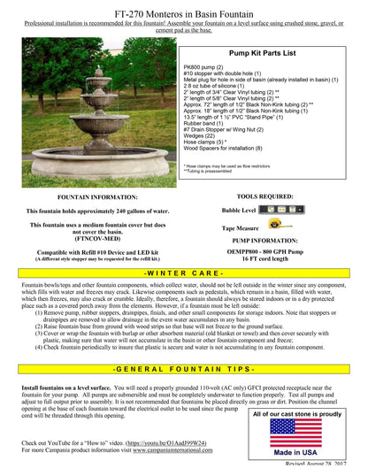 Campania International Monteros Fountain in Basin