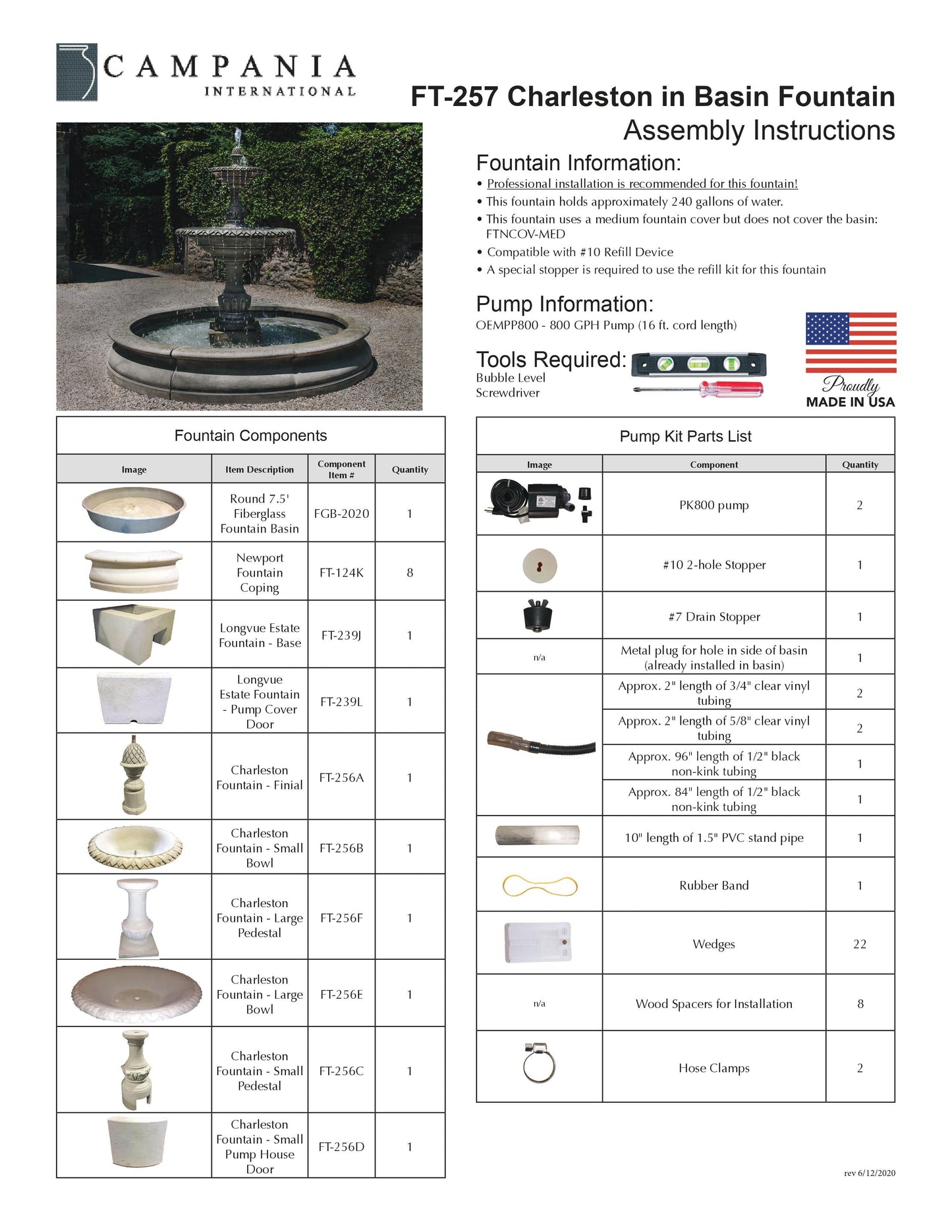 Campania International Charleston Fountain in Basin