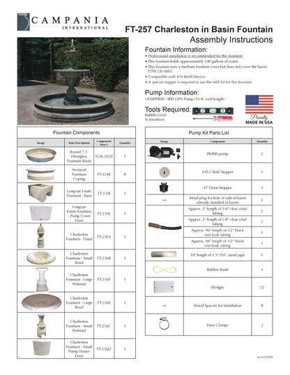 Campania International Charleston Fountain in Basin
