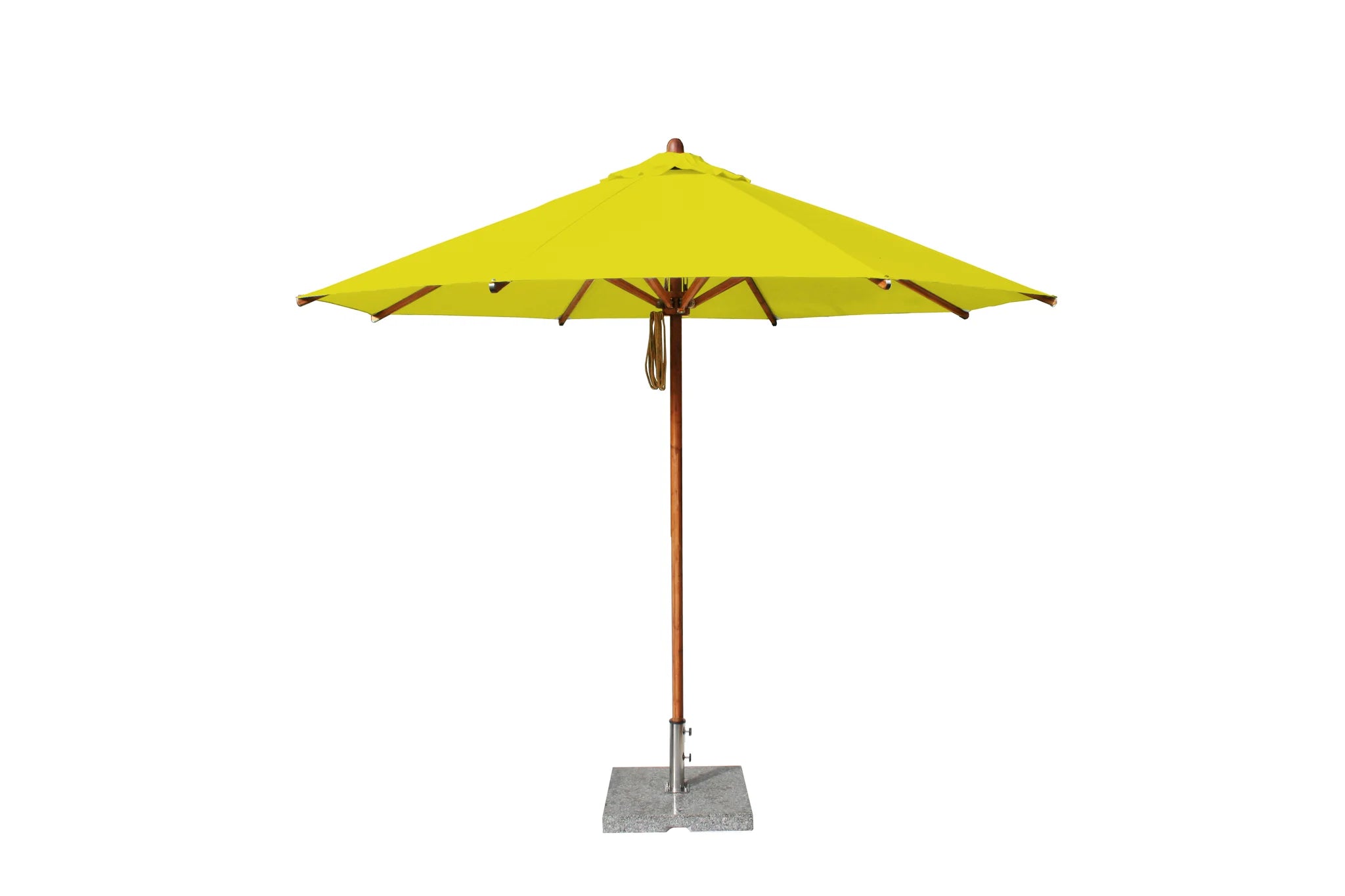 Bambrella Levante 11.5' Round Wooden Outdoor Patio Umbrella with Pulley Lift – 3.5m R-L