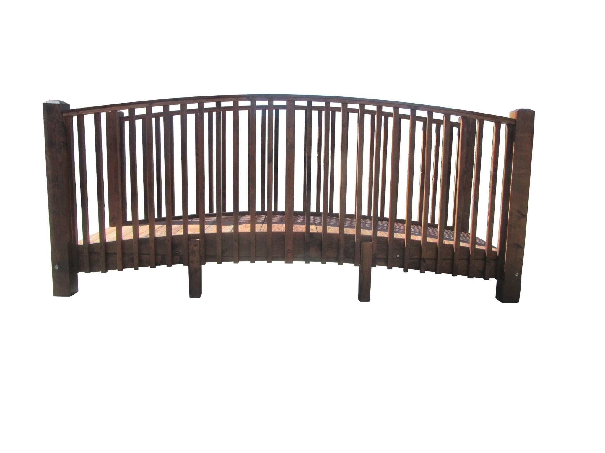 Wooden Garden Bridge with High Rails 12 ft.