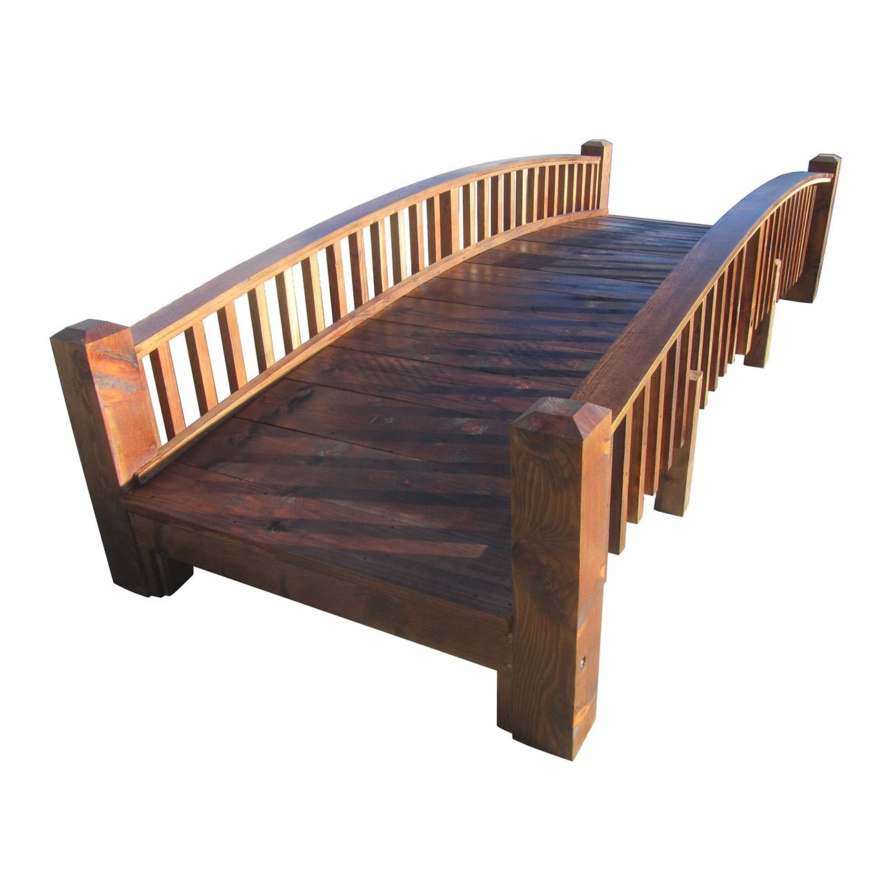 Wooden Garden Bridge Medium Rails 12 ft.