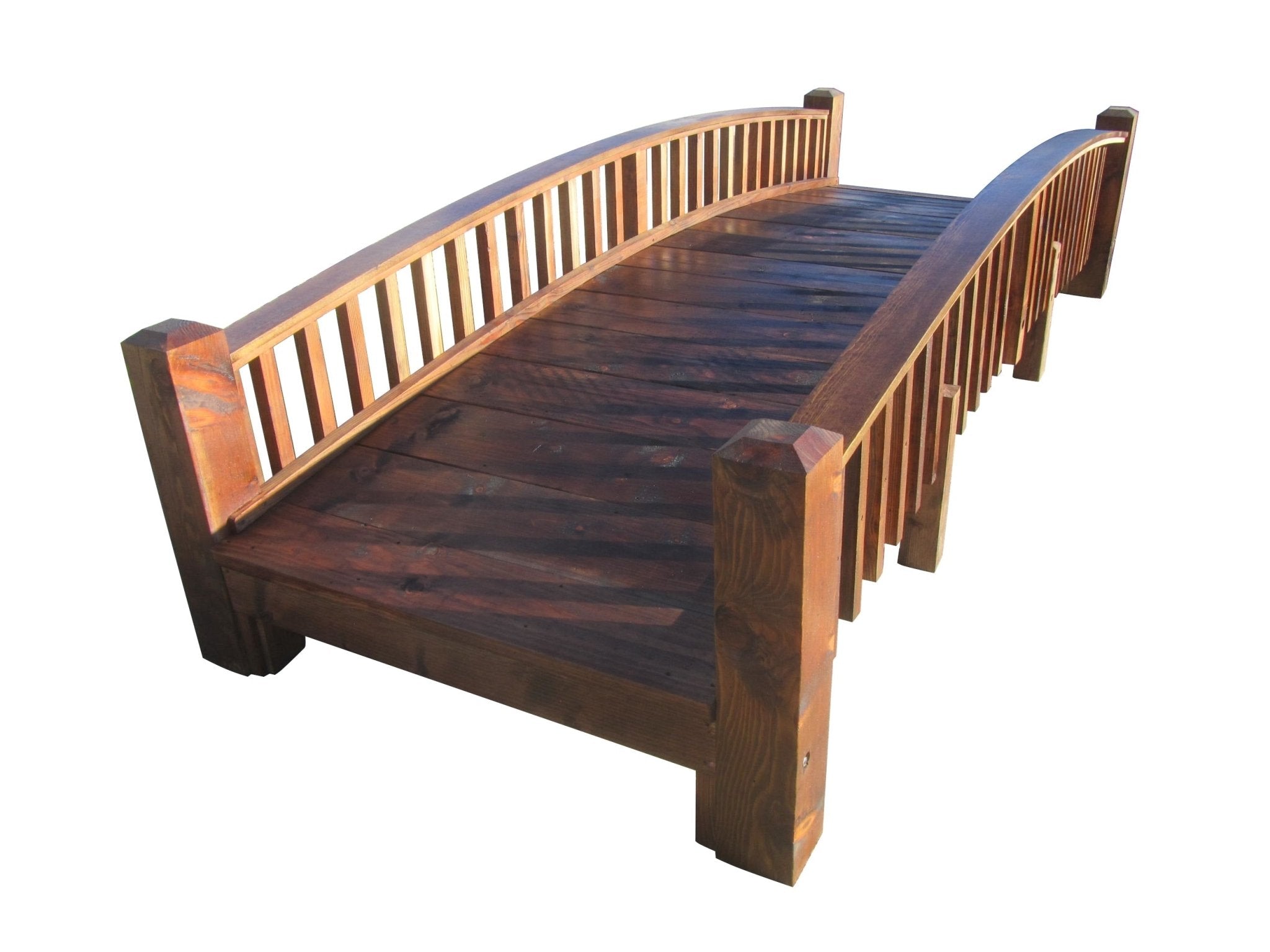 Wooden Garden Bridge Medium Rails 12 ft.