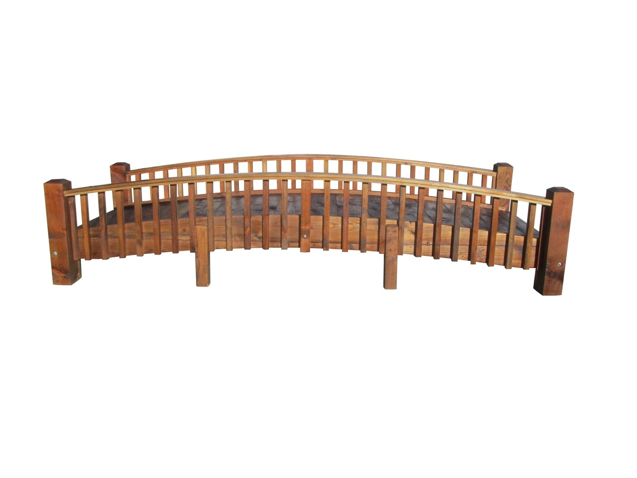 Wooden Garden Bridge Medium Rails 12 ft.