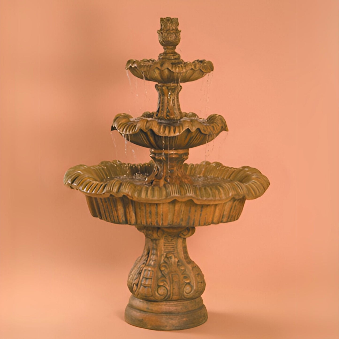 Italian 3-Tier Concrete Fountain - Fiore #IT3T