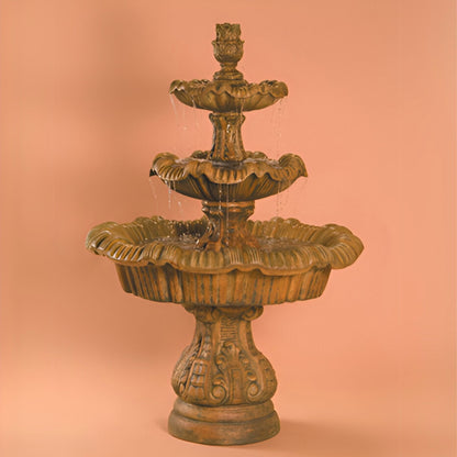 Italian 3-Tier Concrete Fountain - Fiore #IT3T