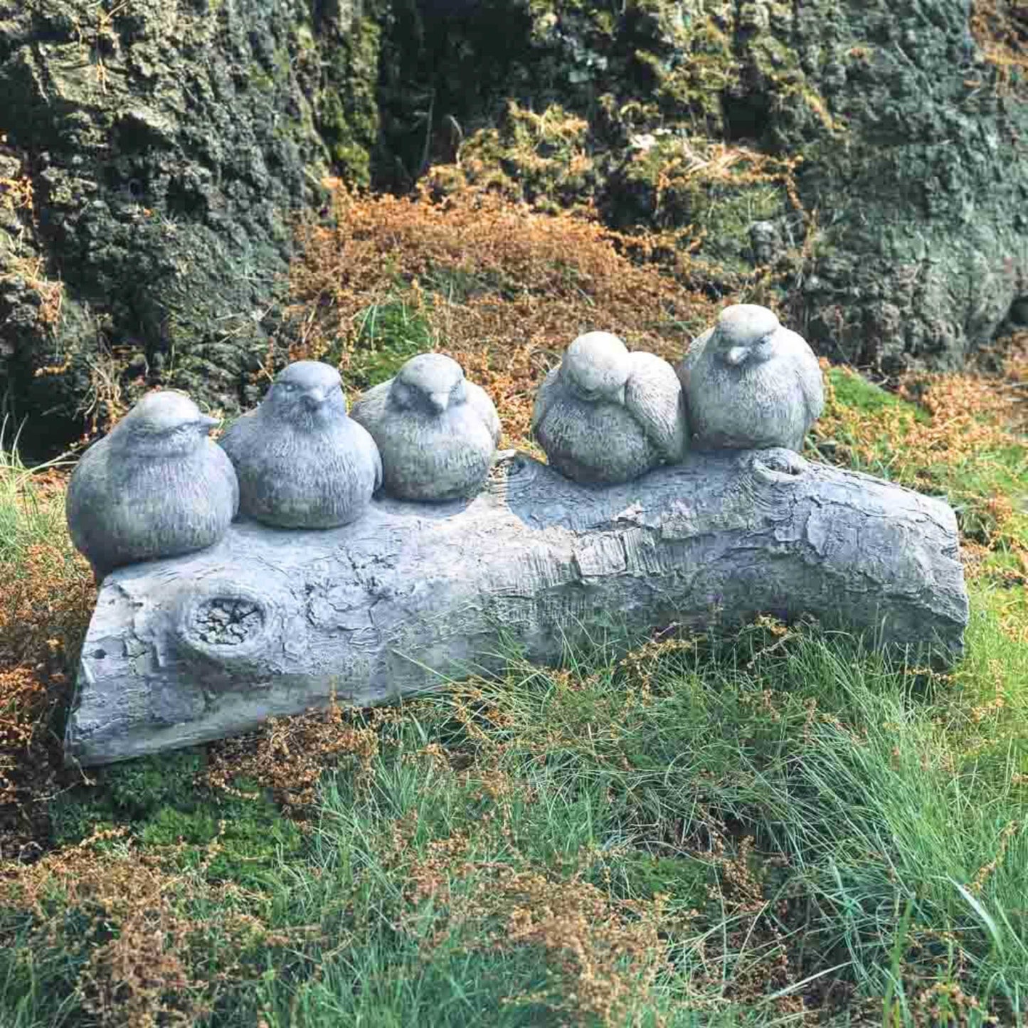 Campania  Birds on a Log Concrete Garden Statue - #A203