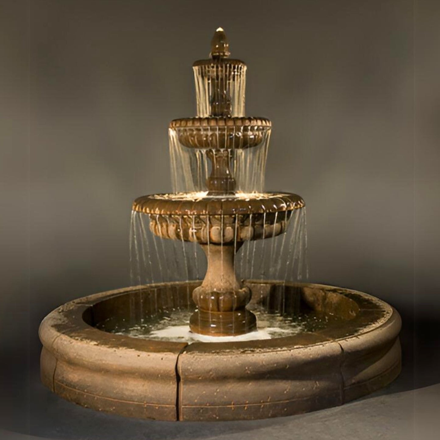 Fiore Pioggia 3-Tier Concrete Pond Fountain - #LG163