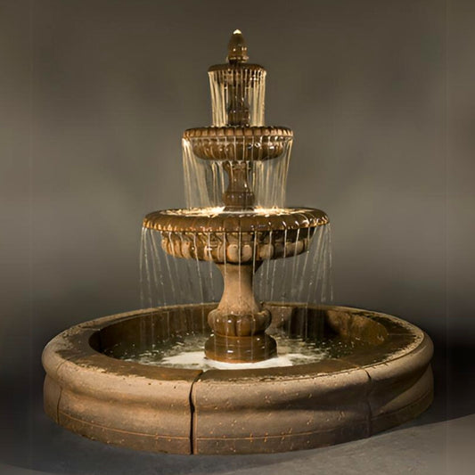 Fiore Pioggia 3-Tier Concrete Pond Fountain - #LG163