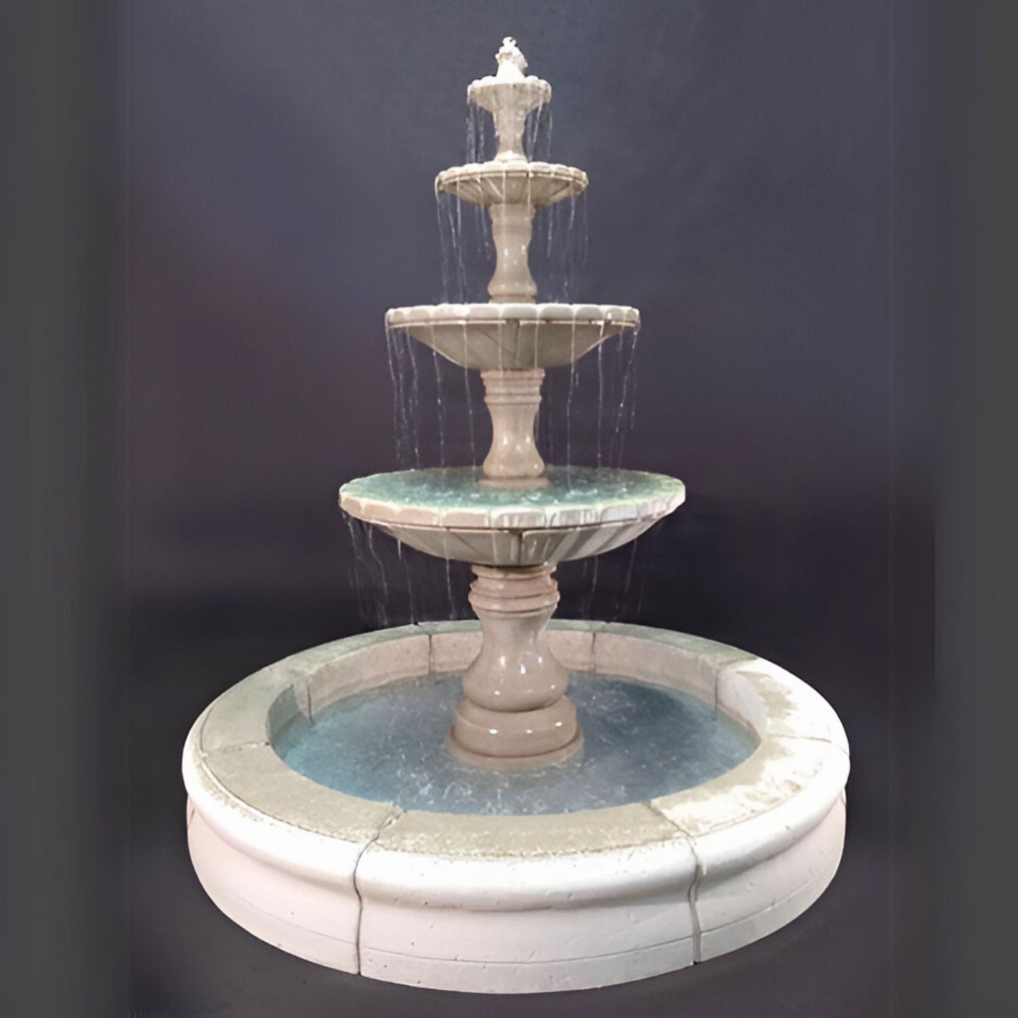 Fiore Monaco Tall 4-Tier Concrete Pond Fountain - #LG169F4R