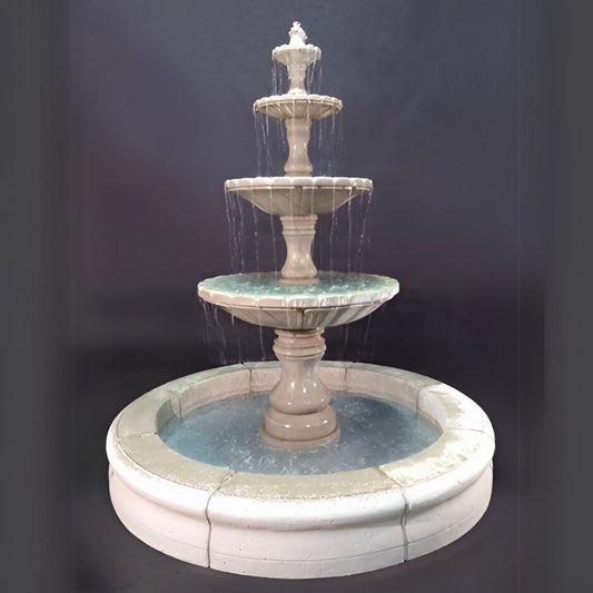 Fiore Monaco Tall 4-Tier Concrete Pond Fountain - #LG169F4R