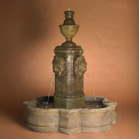 Fiore Leonito Lion Head Concrete Fountain - #AV110
