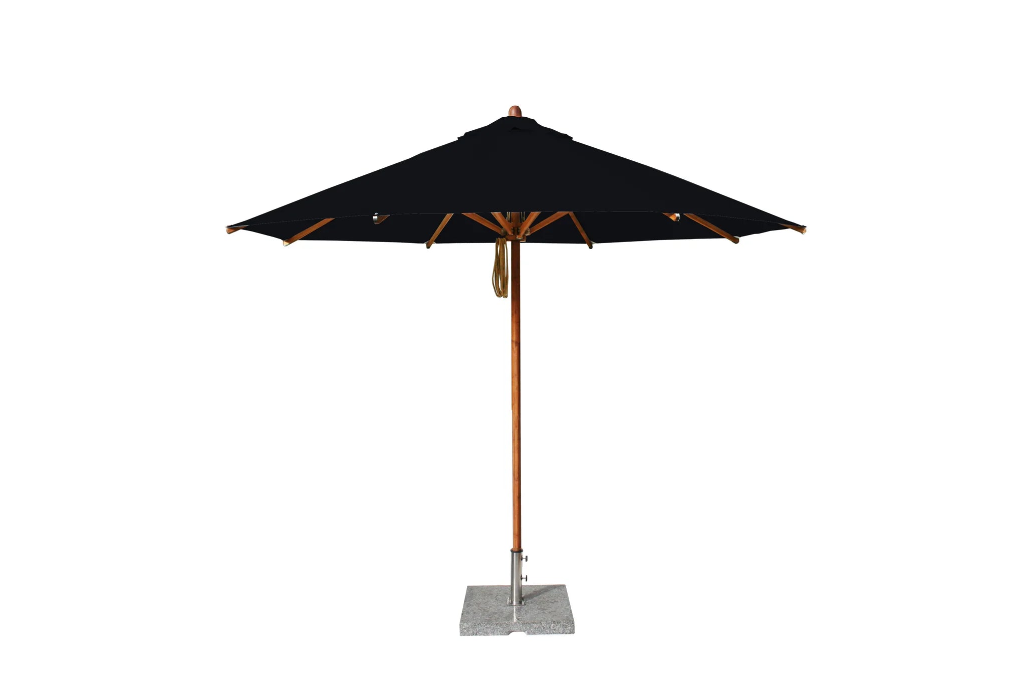 Bambrella Levante 10' Round Wooden Outdoor Patio Umbrella with Pulley Lift – 2" Pole