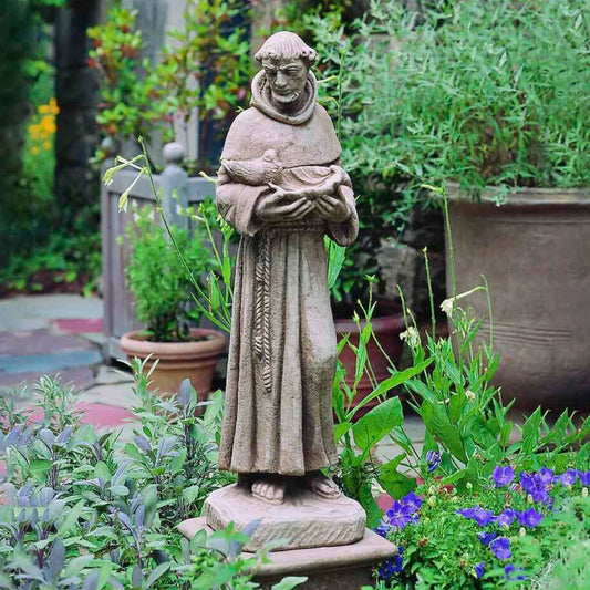 Campania St. Francis w/Bird and Shell Concrete Garden Statue - #R024