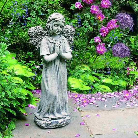 Campania Praying Angel Concrete Garden Statue - #C079