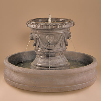 Fiore Classico Lion Concrete Vase Fountain