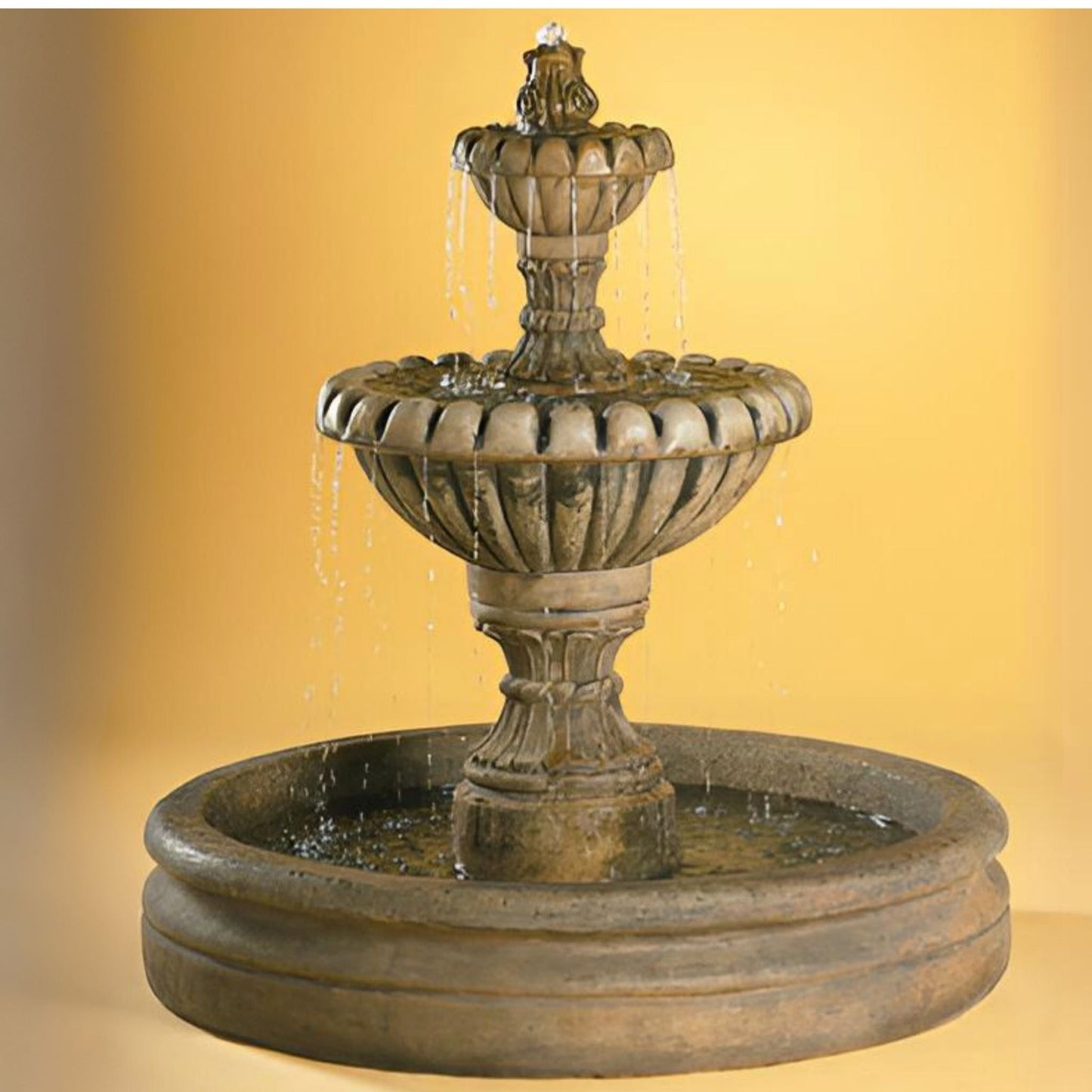 Fiore Marsala 2-Tier Concrete Fountain with Basin - #AV113F46