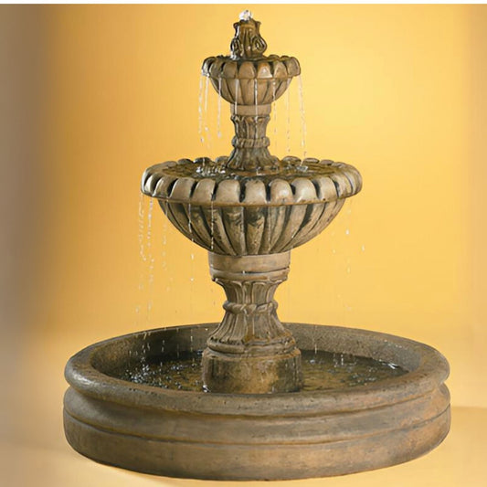 Fiore Marsala 2-Tier Concrete Fountain with Basin - #AV113F46