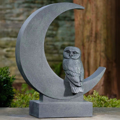 Campania Lunar Owl Concrete Garden Statue - #A667