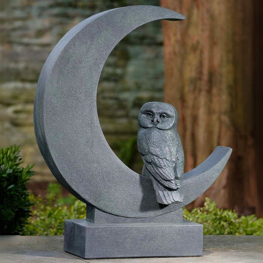 Campania Lunar Owl Concrete Garden Statue - #A667
