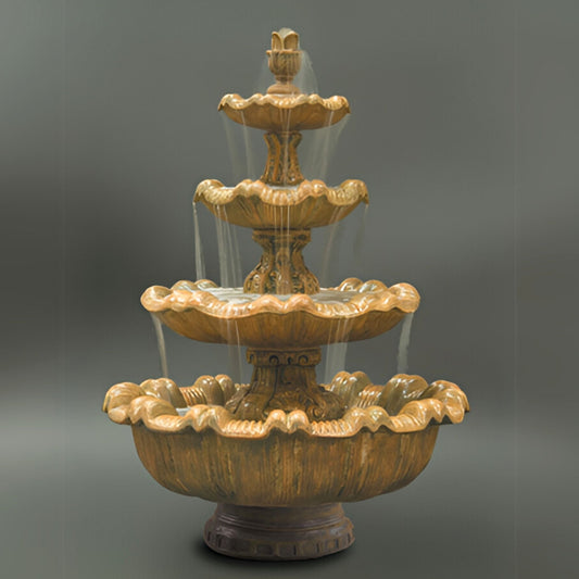 Fiore Italian Low 4-Tier Concrete Fountain - #IT4