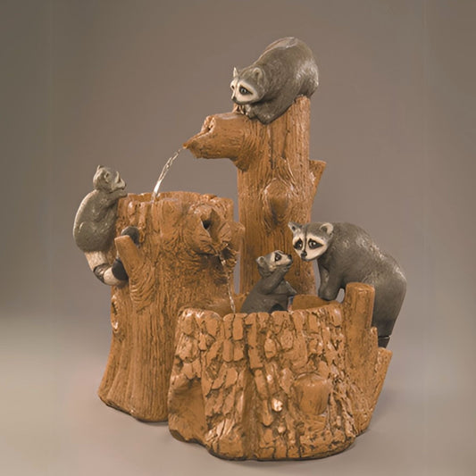 Fiore Mischief Raccoons Concrete Fountain - #283