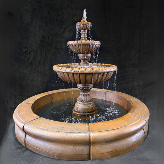 Fiore Marsala 3-Tier Concrete Pond Fountain - #AV113FRB