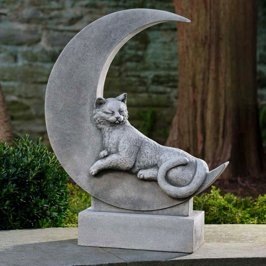 Campania Cat on the Moon Concrete Garden Statue