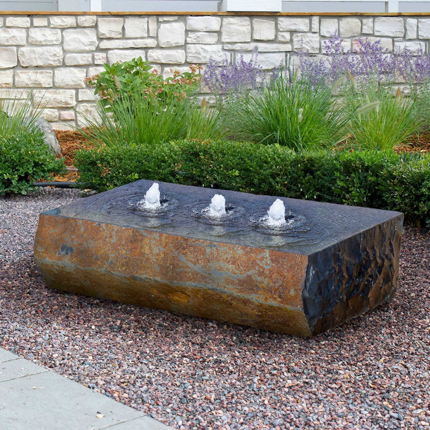 Blue Thumb Basalt Block "Ichise" Triple Drilled Fountain - Complete Kit