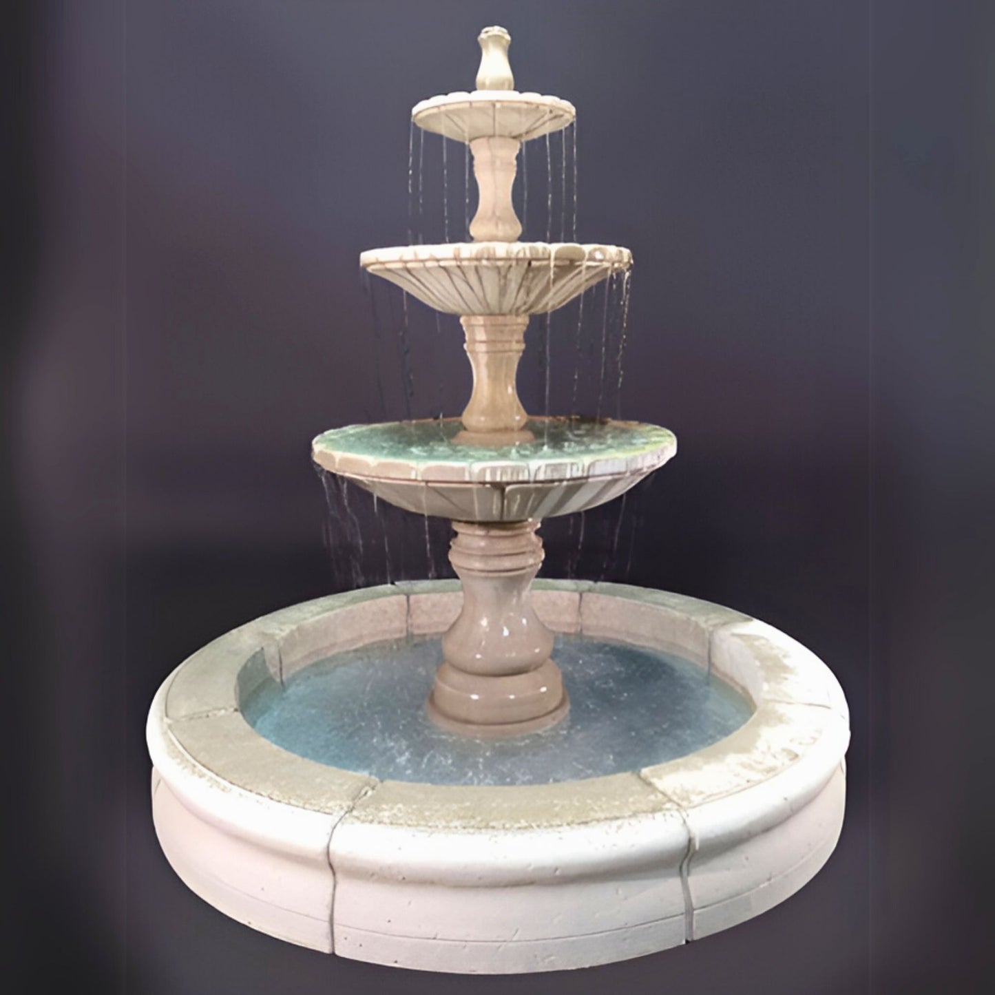 Fiore Monaco 3-Tier Concrete Pond Fountain - #LG169-FRG