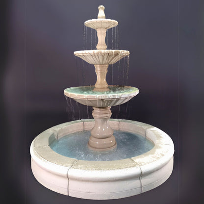 Fiore Monaco 3-Tier Concrete Pond Fountain - #LG169-FRG