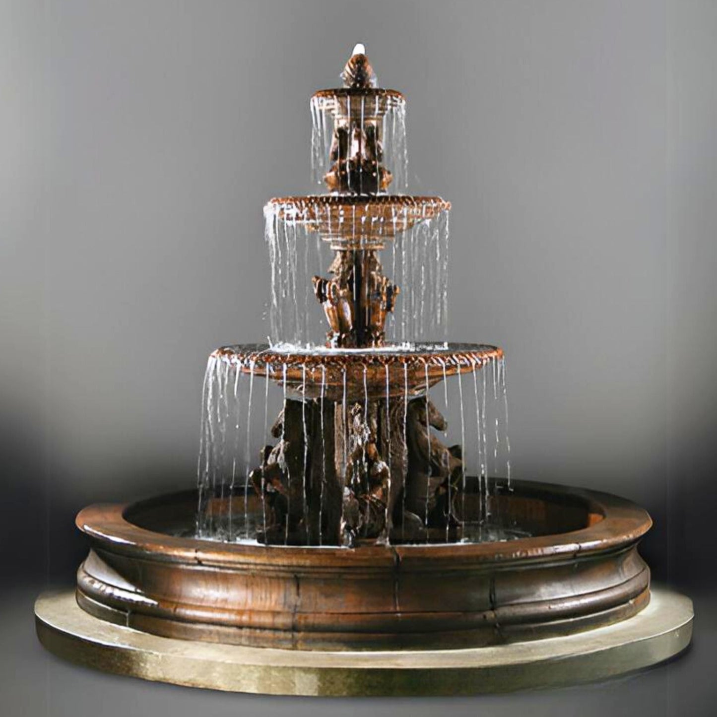 Fiore Stone Cavalli 3-Tier Fountain with 12-Foot Bracci Basin #2133