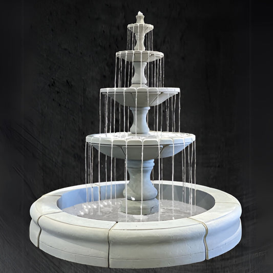 Fiore Monaco Medium 4-Tier Concrete Pond Fountain - #LG169-F4MB