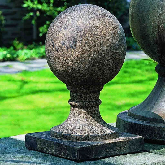 Campania Small Sphere w/Square Base Concrete Garden Statue - #S203
