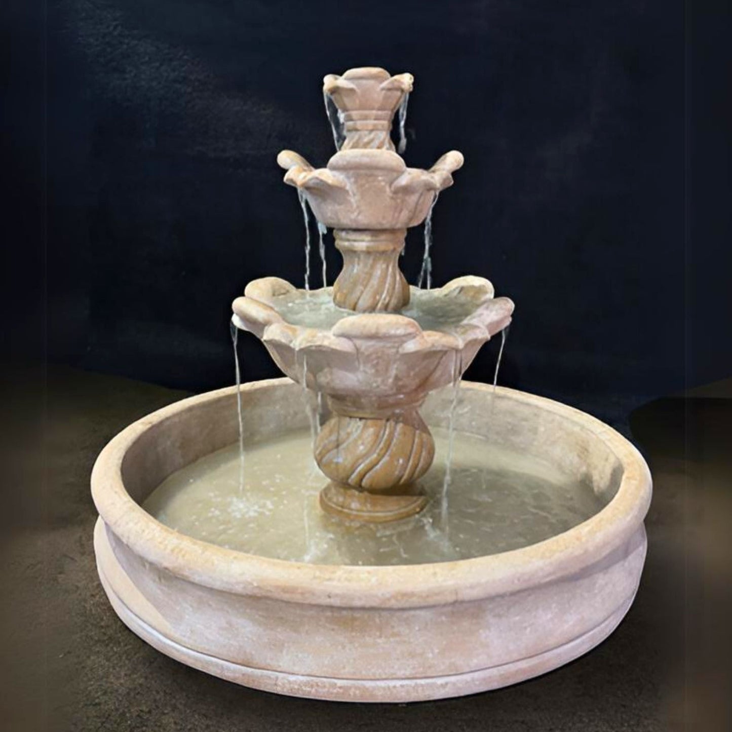Fiore Cabo 3-Tier Concrete Fountain with Basin