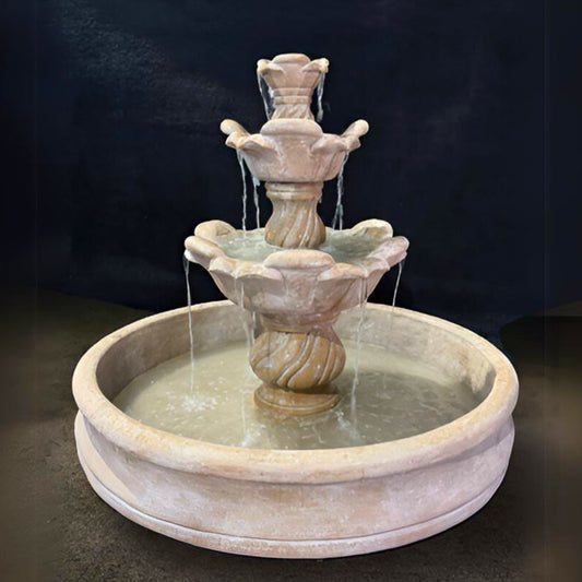 Fiore Cabo 3-Tier Concrete Fountain with Basin