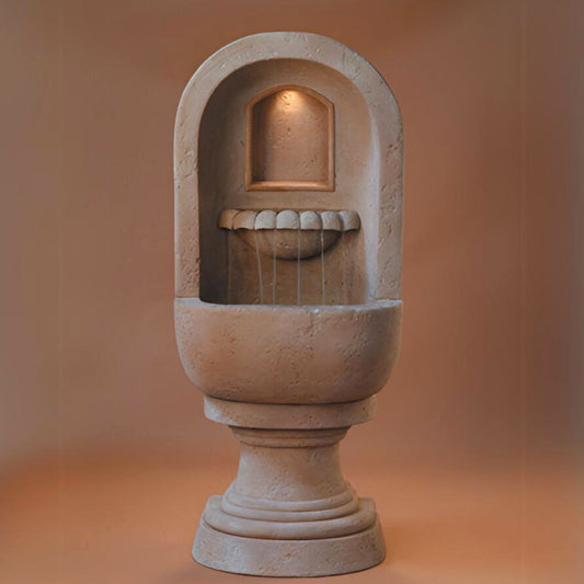 Fiore Basque Concrete Wall Fountain with Light