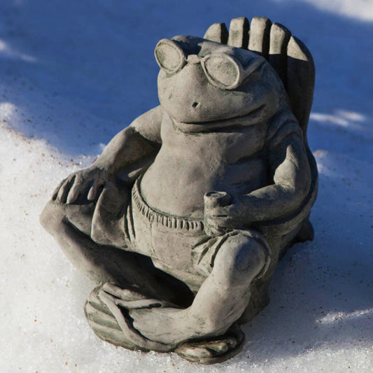Campania Bud on the Beach Concrete Frog Statue - #A570