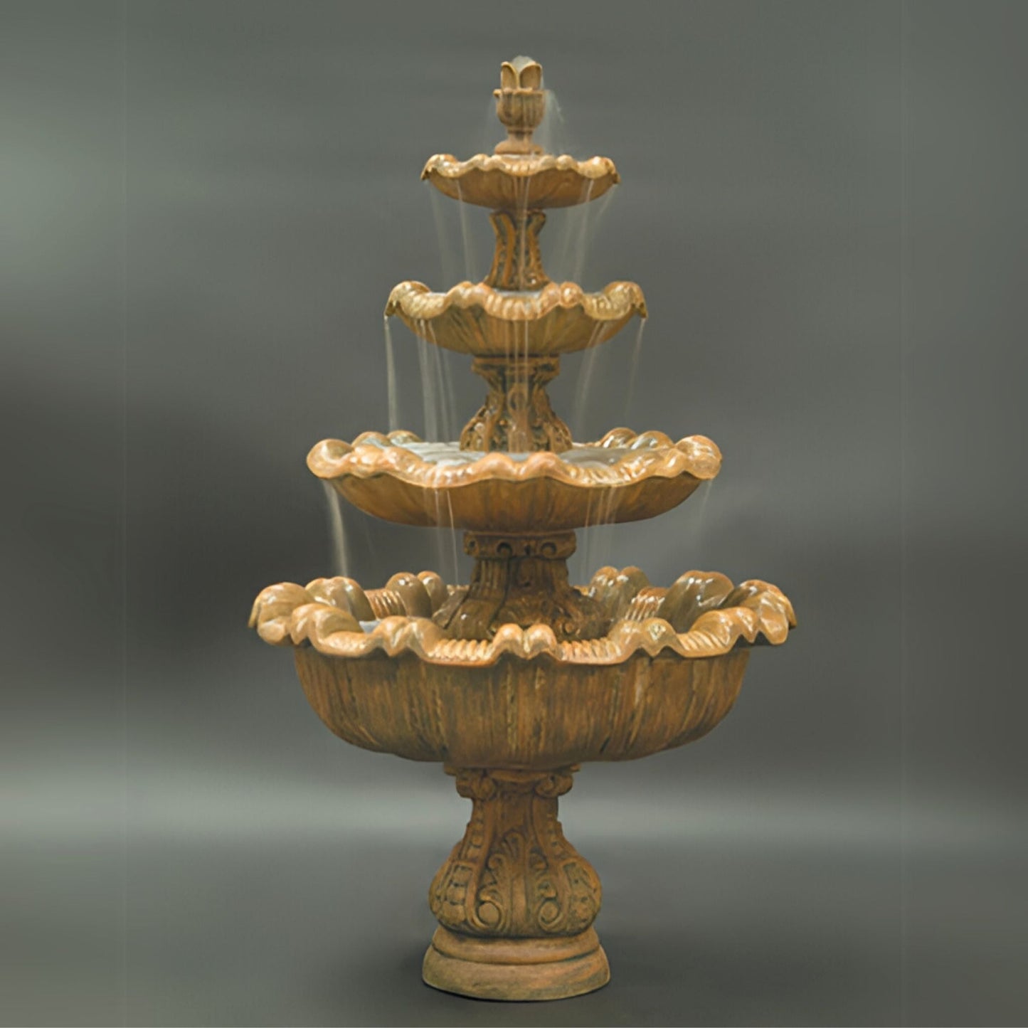 Fiore Italian Tall 4-Tier Concrete Fountain - #IT4